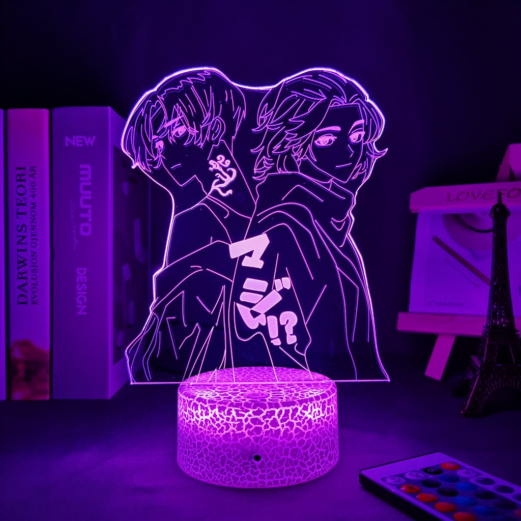 3d Led Light Anime Tokyo Revengers Mikey and Draken Figure for Child Kid Gift Bedroom Decor Night Light Room Table Lamp for Home