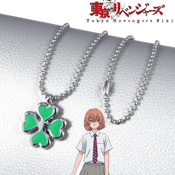 Anime Tokyo Revengers Hinata Tachibana Necklace Four Leaf Clover Pendant Necklace for Women Girls Choker Jewelry - Tokyo Revengers Merch
