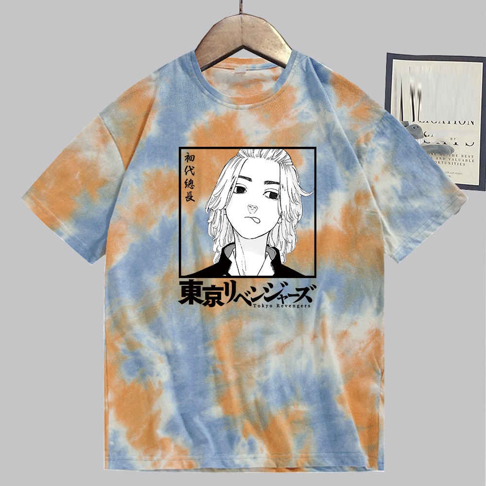 Men Fashion Tokyo Revengers Anime T-shirt 2021 Novelty Tie-dye Shirt Summer Causal Short Sleeve Harajuku Tee Tops