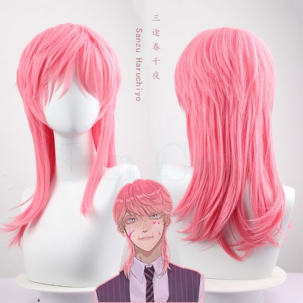 Tokyo Revengers Sanzu Haruchiyo Cosplay Wig Pink Wig Haruchiyo Akashi Heat Resistant Fiber Hair Free Wig - Tokyo Revengers Merch
